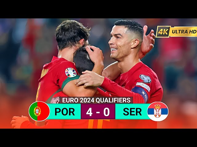 Portugal vs Serbia 4-0 | Ronaldo Hattrick EURO 2024 Qualifiers Highlights & Goals 2024 class=