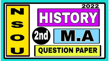 NSOU HISTORY M.A QUESTION PAPER-II,1st YEAR(DISTANCE EDUCATION)2022