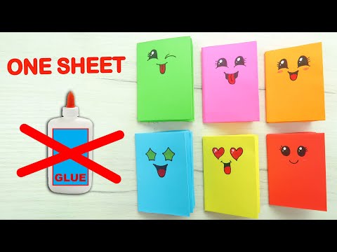 MINI NOTEBOOKS FROM ONE SHEET OF PAPER - NO GLUE. Easy DIY Kawaii Paper Book -  BACK TO SCHOOL