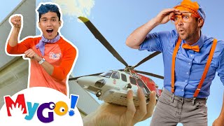 Blippi Explores a Firefighting Helicopter! | Blippi | MyGo! Sign Language For Kids | ASL