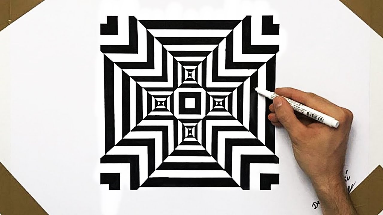 Trippy Cool Cross Quadrate Optical Illusion SPEED DRAWING - YouTube