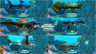ALL 6 HUNGRY SHARK PRIMAL UNLOCKED AND GAMEPLAY