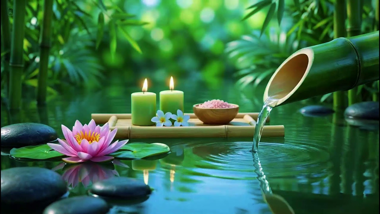 Soothing Spa Piano Music 🌿 Relaxing Sleep Music & Nature Sounds, Bamboo Water Fountain, Calm Music
