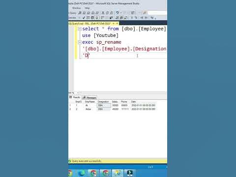 How to rename column name in SQL Server Database - YouTube