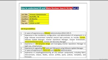 How to understand Job description and make boolean search string Part 31 | VMWare Administration |