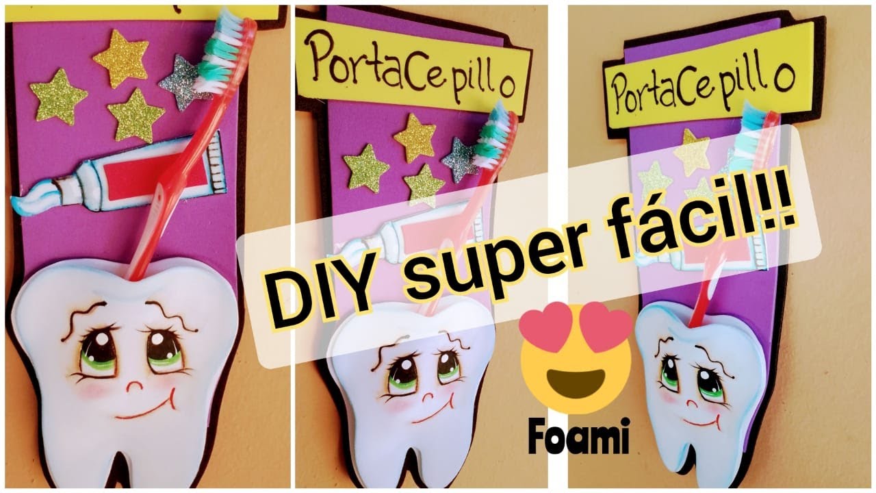 PORTA CEPILLOS De Foami #porta cepillos #madre #padre #foam #diy 