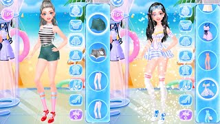 옷입히기 놀이 화장놀이 예쁜 해변 공주 드레스 업 게임 Fashion dress up hair salon Ice Princess game screenshot 2