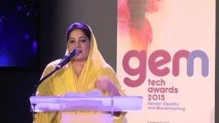 GEM-TECH 2015 Global Achiever acceptance speech by H.E Arusha Rehman, Minister for IT. Pakistan