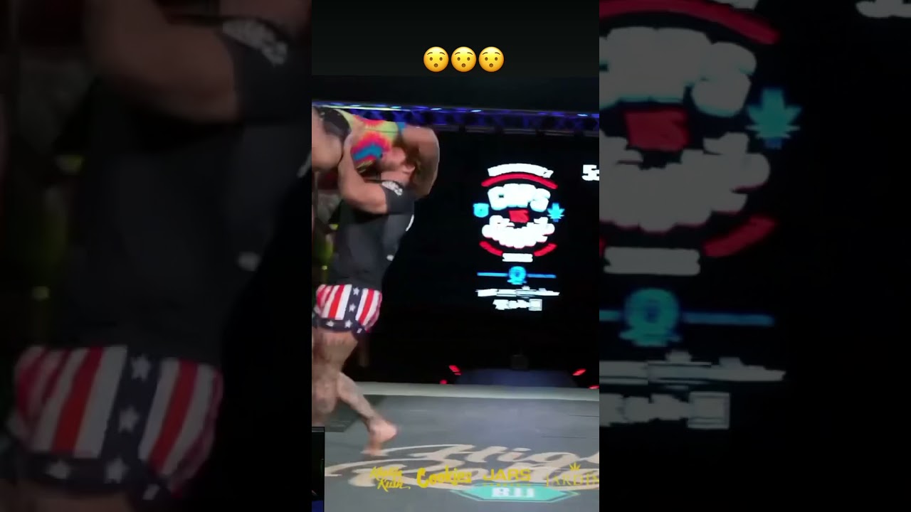 Navy SEAL Mitch Aguiar throws MMA Legend Jake Shields during their match at High Rollerz Jiu Jitsu 7