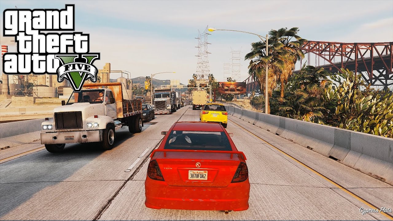 GTA 5 - Casual Drive in the Evening with 5x Heavy Traffic