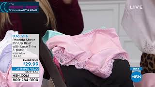 Rhonda Shear 3Pack Pin Up Brief With Lace Trim Colors