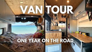 Van Tour Diy Transit Van Build For Remote Work Wshower Huge Kitchen 1 Year On The Road