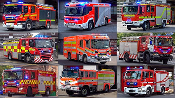 [MEGA MIX] – FIRE ENGINES from ALL OVER EUROPE responding CODE 3 | 19 Countries & 31 Pumpers!