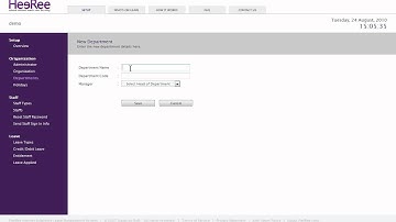 Add a department in HeeRee web-based employee eleave software