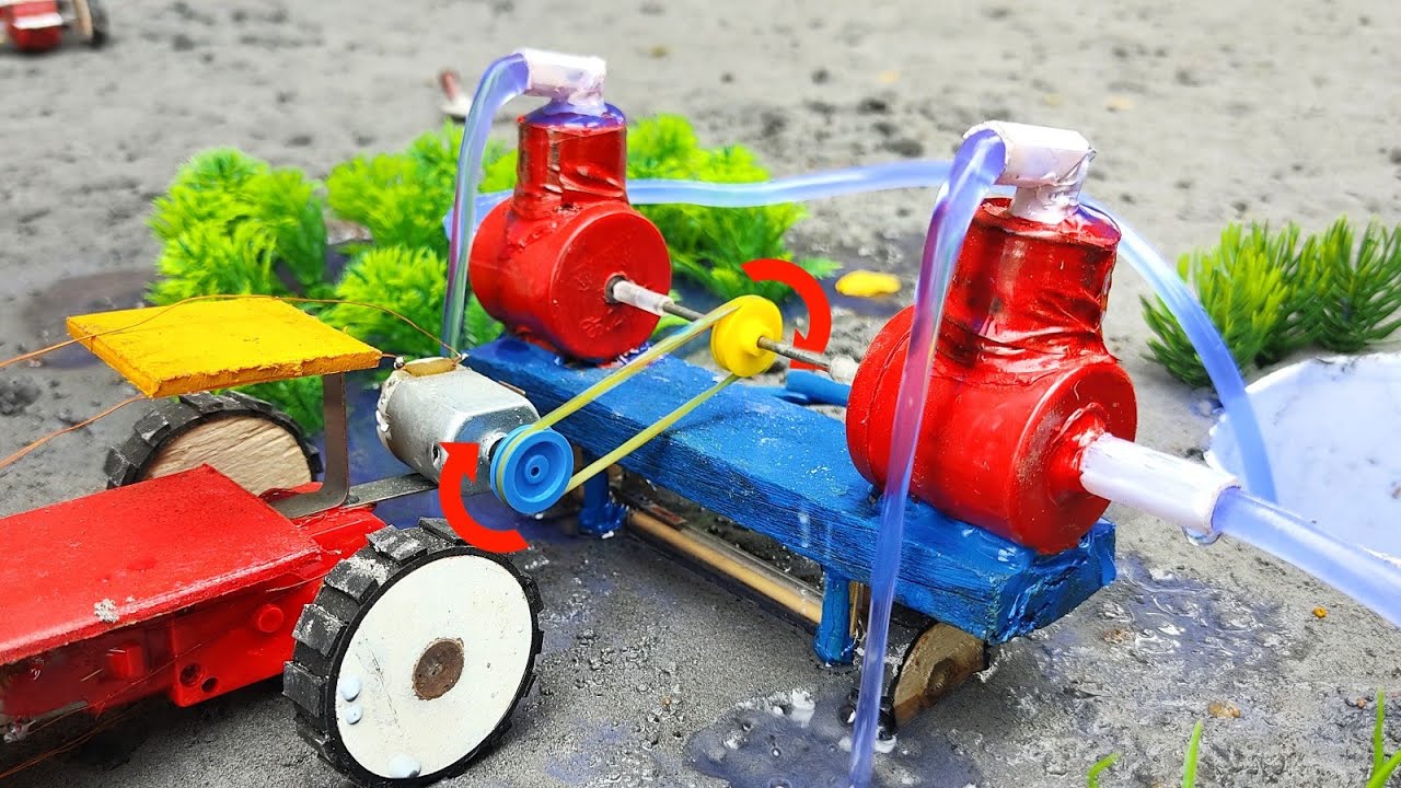 Diy mini tractor water pump irrigation system part_1 agriculture  well 