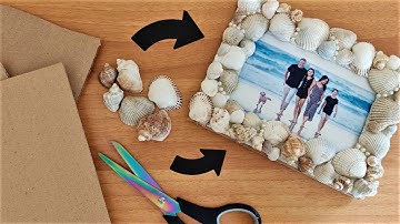 DIY How to Make PHOTO FRAME from Scratch with Cardboard, Sea Shells and Beads | Easy Craft Ideas