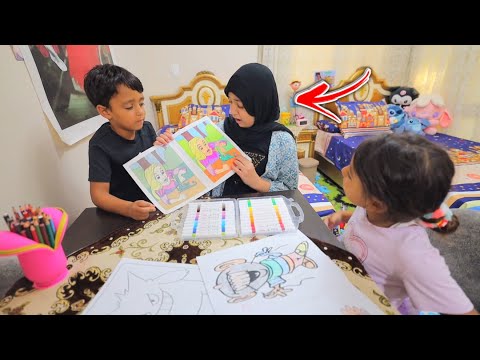 بنت صغيرة ترسم و تلون ٣ شوف حصل ايه