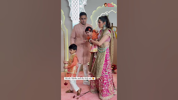 Akash Ambani and Shloka Mehta with their kids at Anant Ambani and Radhika Merchant’s wedding. ✨