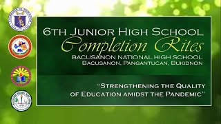 Junior High School Completion Rites, Bacusanon NHS, Batch 2021