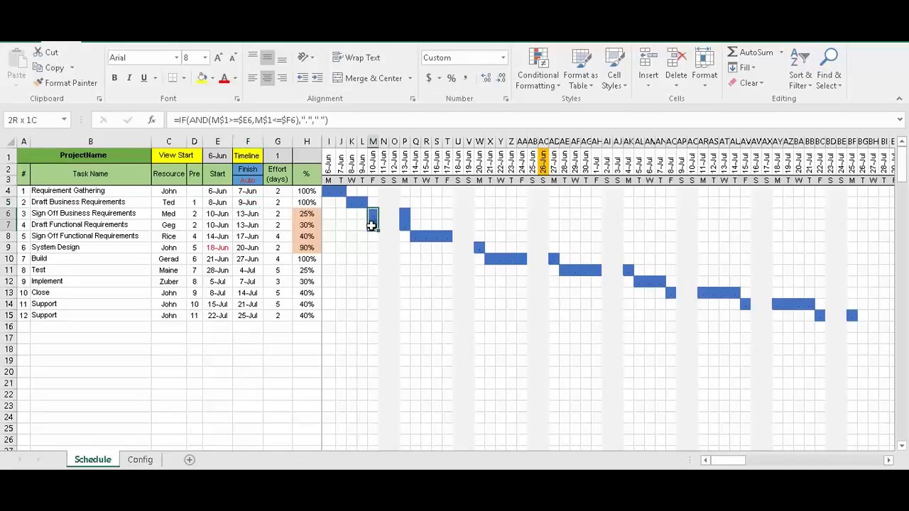 Excel Capacity Chart