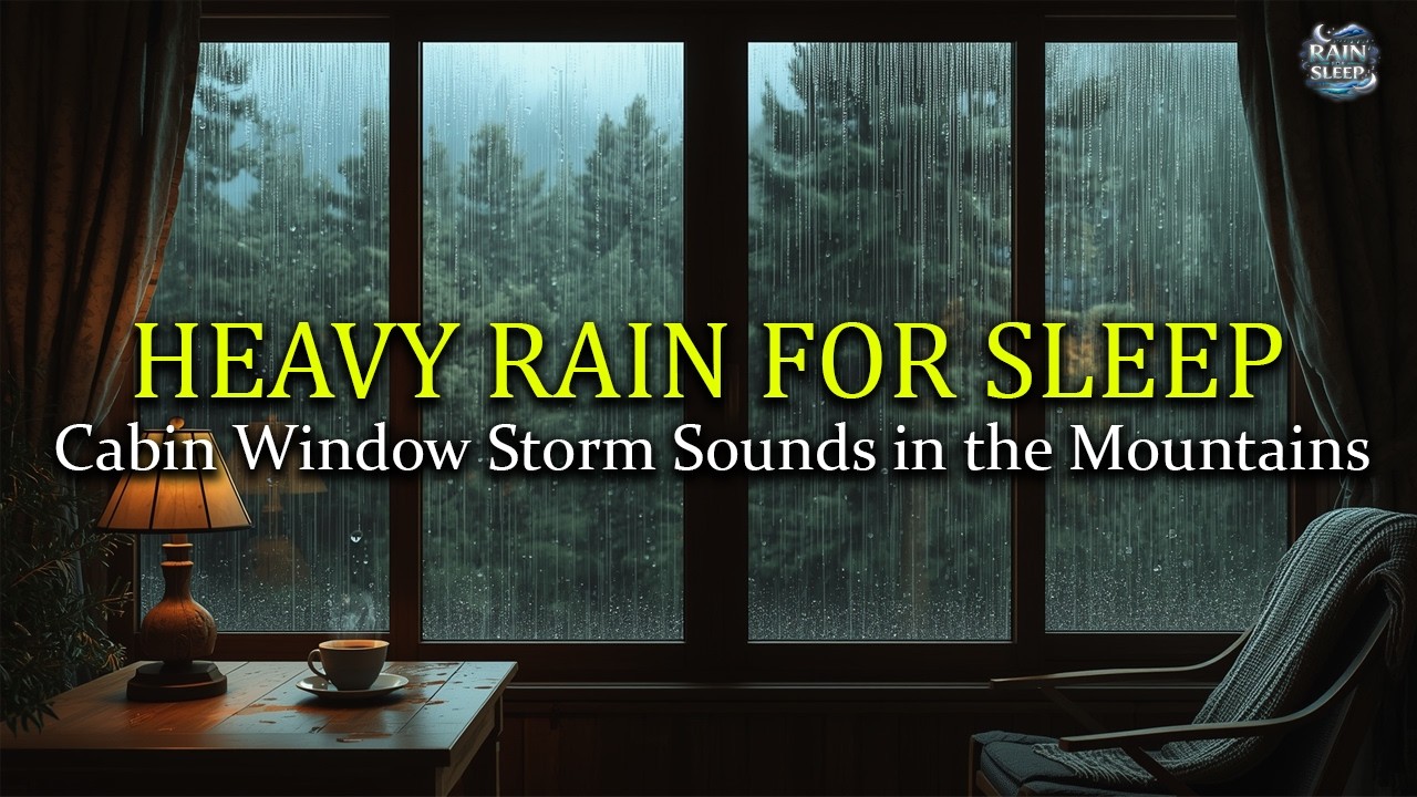 The Most Relaxing Rain For Sleep 🌧️| Cabin Window Storm Sounds in the Mountains