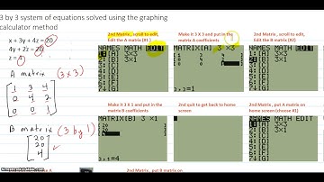 System of 3 equations in 3 variables solved using the TI-84 calculator method