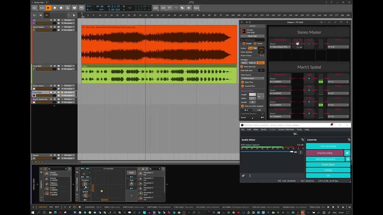 Upmixing Elton John Rocket Man Stereo to Dolby Atmos / Spatial Audio using Phase Inverted