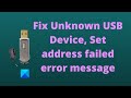 Fix unknown usb device set address failed error message on windows