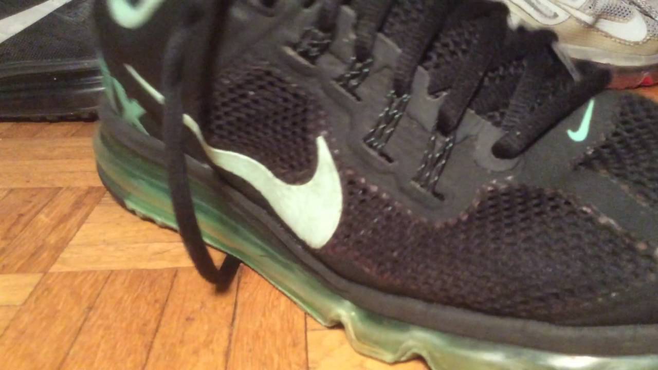 Brutal mantener Caballero amable Old popped Nike air Max 2013, black/green, on feet - YouTube