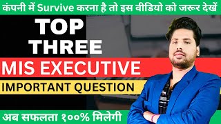 TOP 3 MIS Executive / Data Analysis Interview Important Questions on Excel | MIS Executive Questions