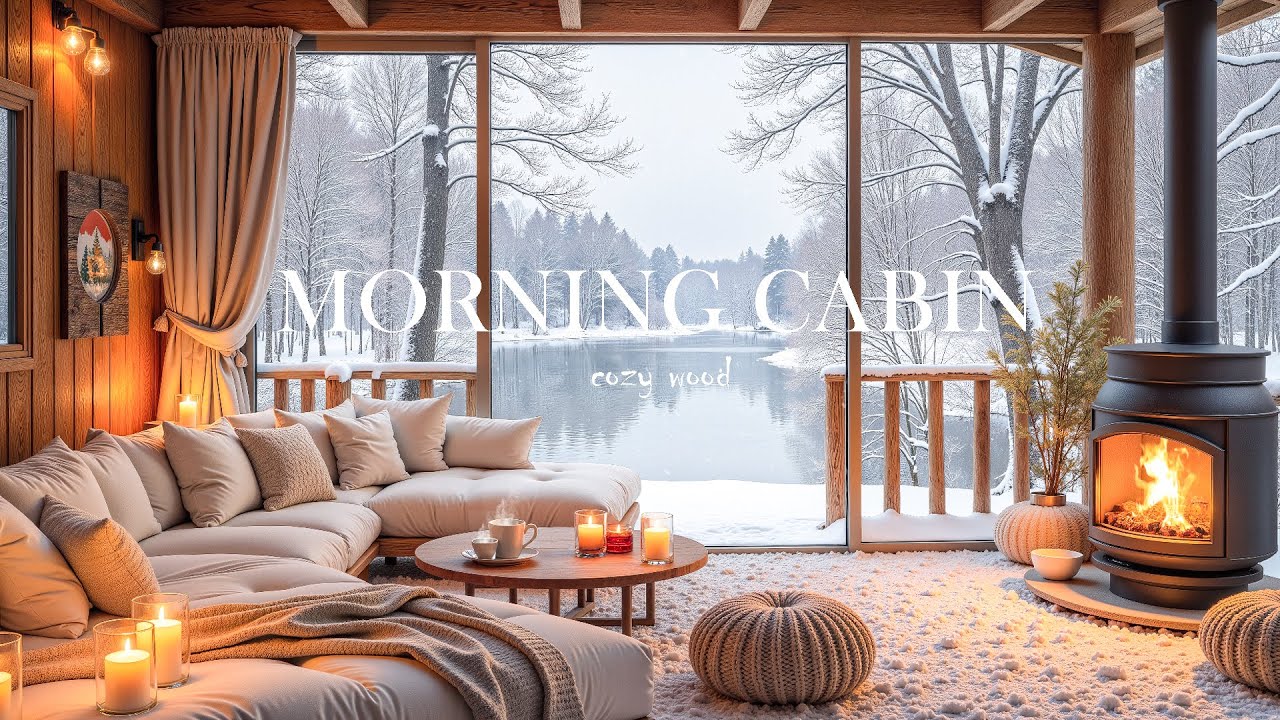 Winter Morning Cabin Jazz ❄️ Cozy Sunrise Fireplace Ambience for Relax & Focus 🔥 Soothing Jazz Piano