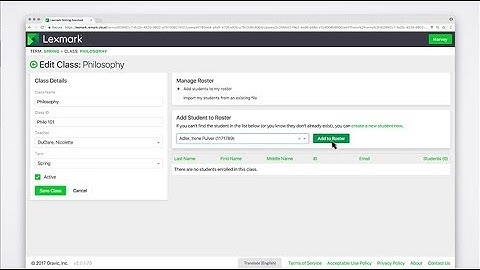 Lexmark Testing Assistant—Adding a student to the roster