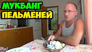 Мукбанг вареных пельменей со сметаной и салатиком || Из за осколка кости чуть не сломал зуб в 2022