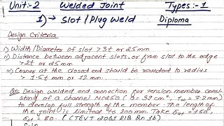 Unit:2 | Design of Joint | Welded Joint | Slot/Plug Joint | Diploma/BE Civil | Prashant YT | Types:1