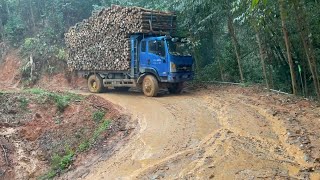 Extremely dangerous driving On the steep slippery mountain mud road