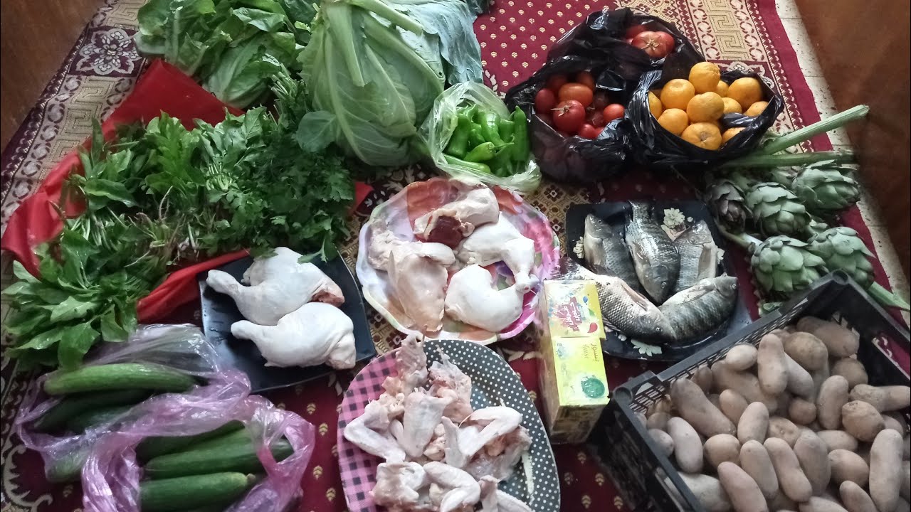 مشتريات الاسبوع بالاسعار الدواجن خضروات الكرنب السبانخ الاسماك الفاكهه الجبن القريش اللي بالكيلو 