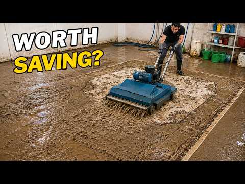 Cleaning a $250,000 Silk Hereke Rug Ruined by Flooding Water Damage ASMR