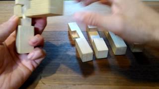 手作りの木製パズル　6本木組みパズルに挑戦です！　大人も楽しめる解き方