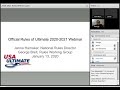 STAR  Webinar: Official Rules of Ultimate 2020-2021