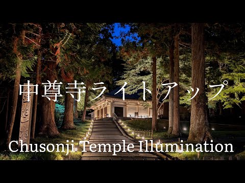 岩手県観光　平安時代　中尊寺　ライトアップ　Iwate Prefecture Tourism Heian Period Chusonji Temple Illumination Japan