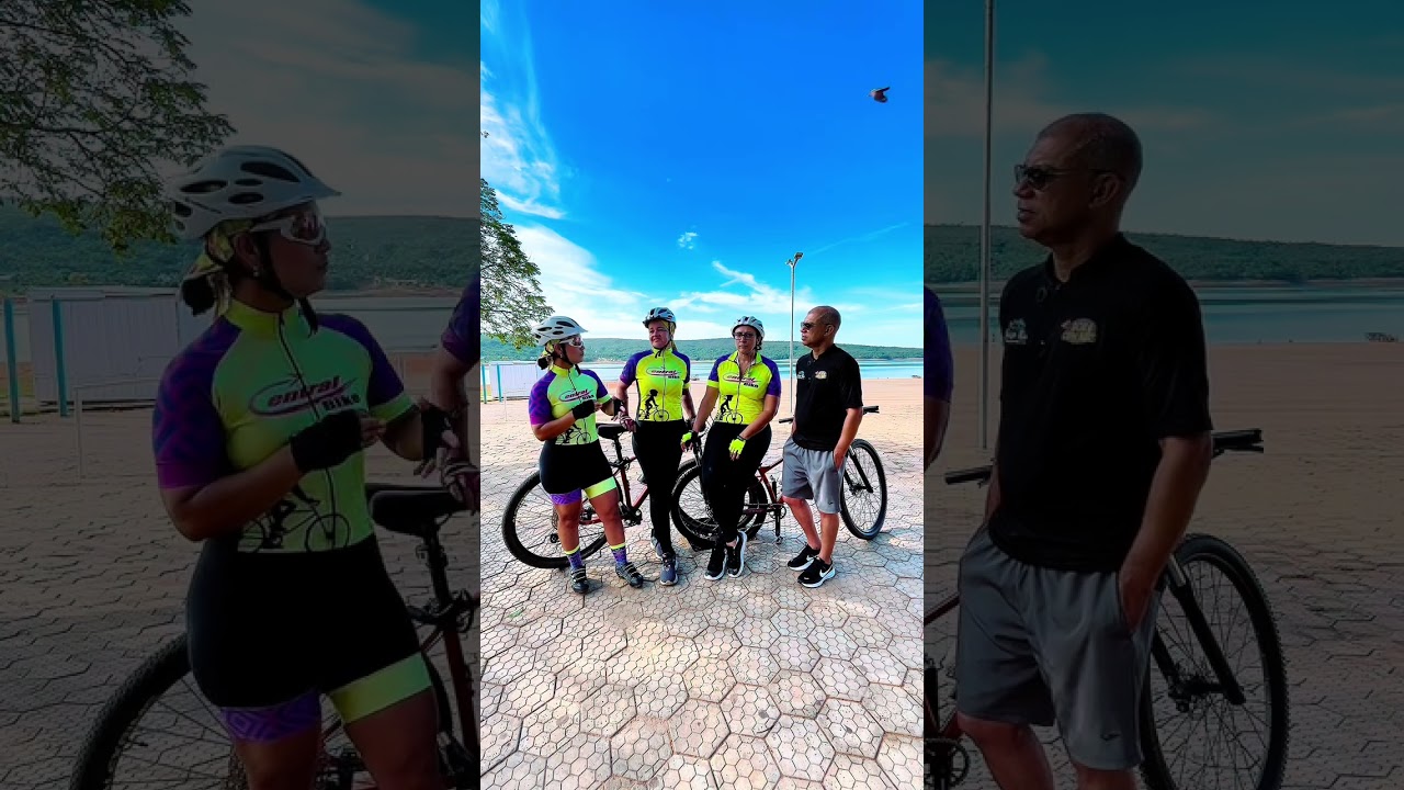 As meninas da bike no desafio 5 km de muito suor.