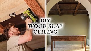 DIY Coffered Wood Slat Ceiling *EASIER THAN YOU THINK*