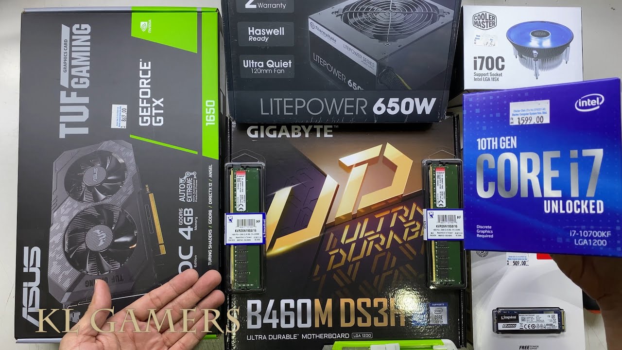 intel Core i7 10700KF GIGABYTE B460M DS3H i70c A2000 GTX 1650 TUF GAMING PC Build