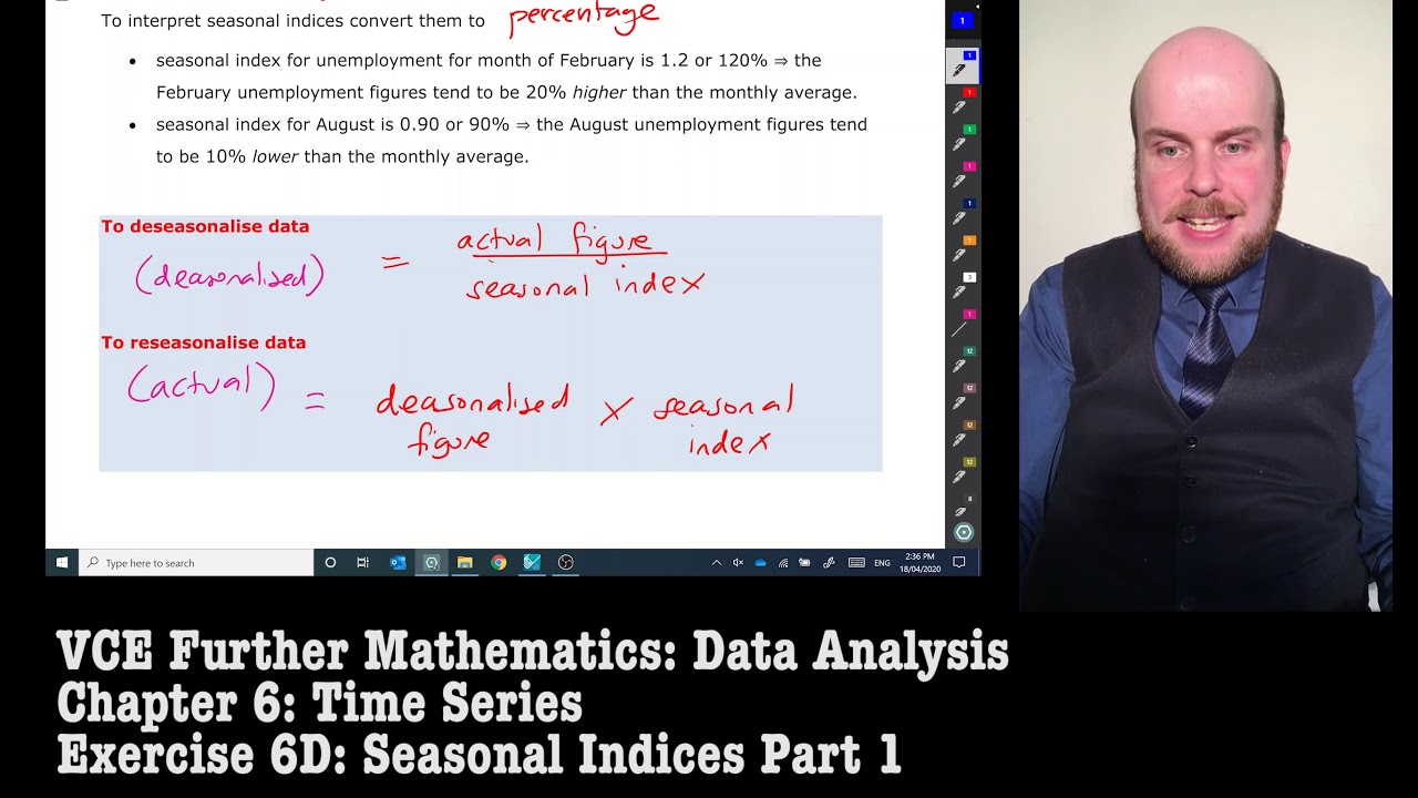 Further Maths Time Series Seasonal Indices Exercise 6D Part 1 YouTube