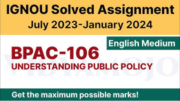IGNOU BPAC 106 Solved Assignment 2023-24 [PDF Download] | English Medium