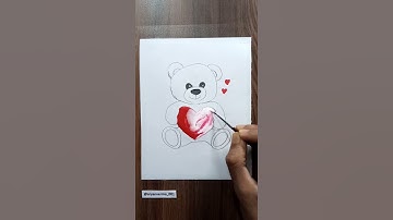 How to draw teddy bear with heart | easy drawing #shorts