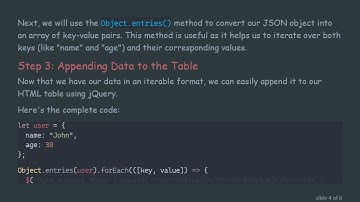How to Create an HTML Table Horizontally with JSON Data