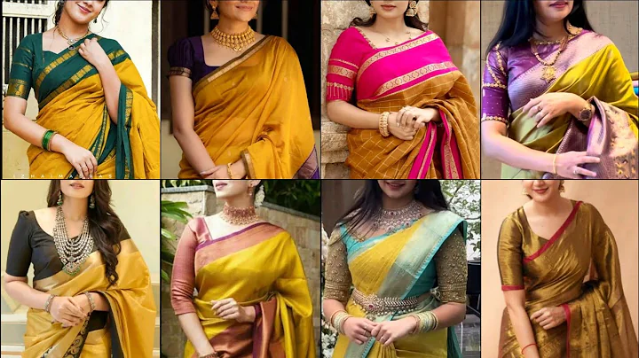 😍👌Beautiful Yellow Sarees with Contrast Blouse Designs| Yellow Sarees with Contrast Blouse Designs❤️