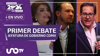 Primer debate 2024 Jefatura de CDMX. Clara Brugada, Santiago Taboada y Salomón Chertorivski