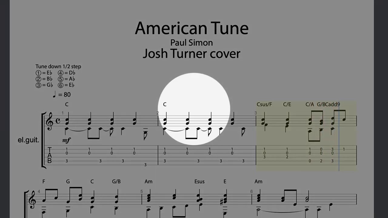 American Tune Paul Simon Custom Guitar Transcription Custom Music